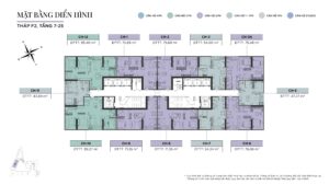 Mặt bằng tòa F2 Sun Cầu Giấy tầng 7-25